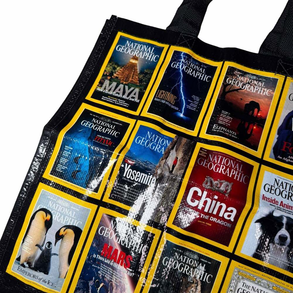 National Geographic Magazine Covers Reusable Shopping Tote Bag Black
